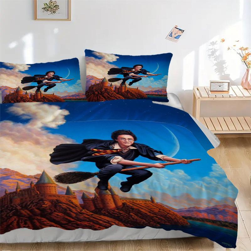 

3pcs Harry Potter Duvet Cover Set for Bedroom - Includes 1 Duvet Cover and 2 Pillowcases (Core Not Included) yy251015205 135x200cm