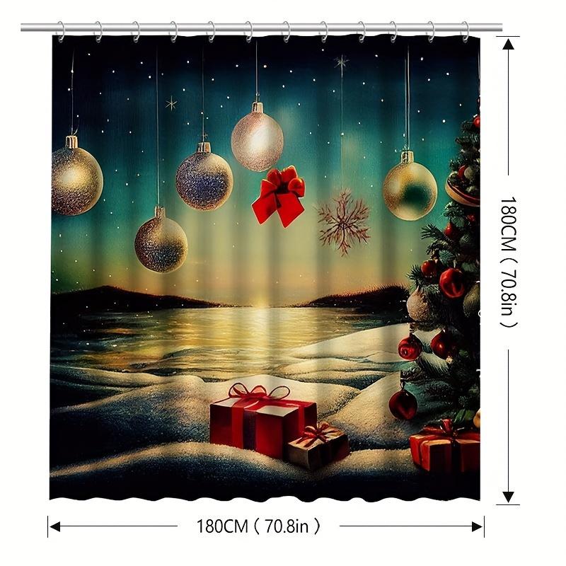 Weihnachtliches wasserdichtes Duschvorhang - Festliches Geschenkbox-Design, leicht zu reinigende Feiertags-Badezimmerdekoration mit Baum-Motiv