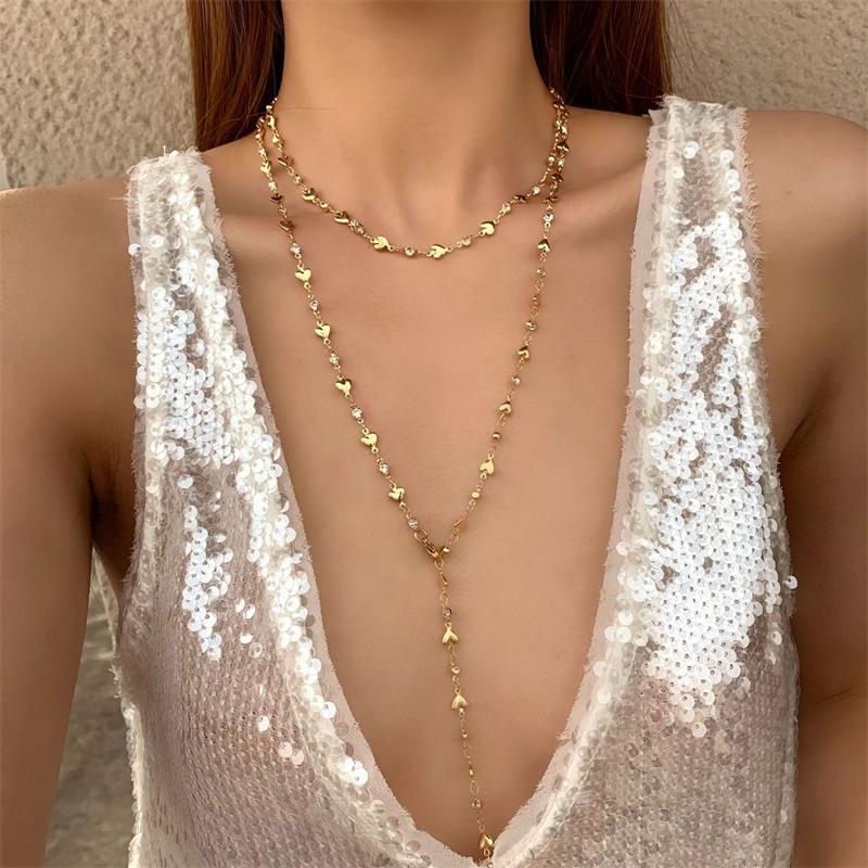 Bohemian Sexy Long Y-Shaped Necklace for Women Y2K Aesthetic Metal Clavicle Chain Gold Color Choker Holiday Party Jewelry Gifts