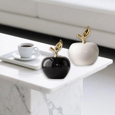 Ceramic Apple Statue Art Crafts Christmas Gift Tabletop Ornament Decorative Figurine for Bookshelf Desk Shelf Cabinet Home Decor