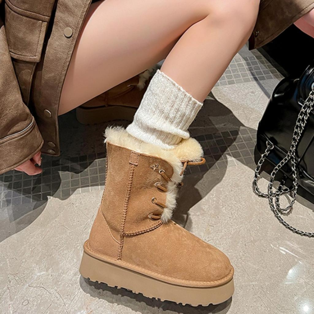 Snow Boots Women's 2025 New Thick-soled Heightening Fur Integrated Thermal Cotton Boots Northeast Waterproof and Non-slip Fashion Short Boots