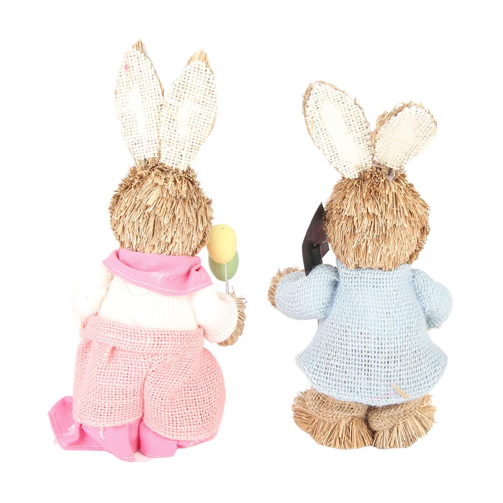 2PCS Easter Bunny Ornament Cute Rustic Simulation Rabbit Doll Home Party Supplies 23cm