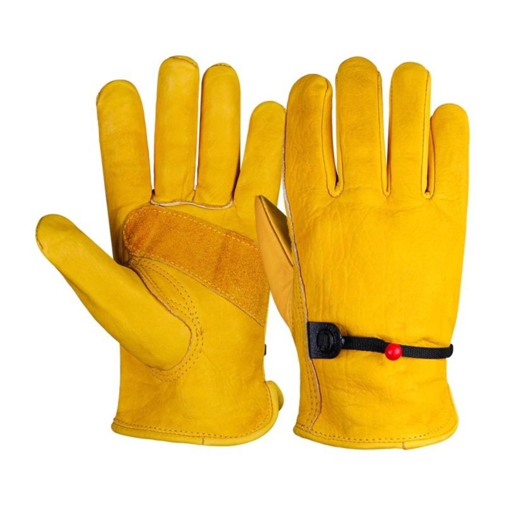 1 Pair Yellow Welding Gloves Heat-Resistant Work Gloves High Quality Cowhide Gloves  Workplace