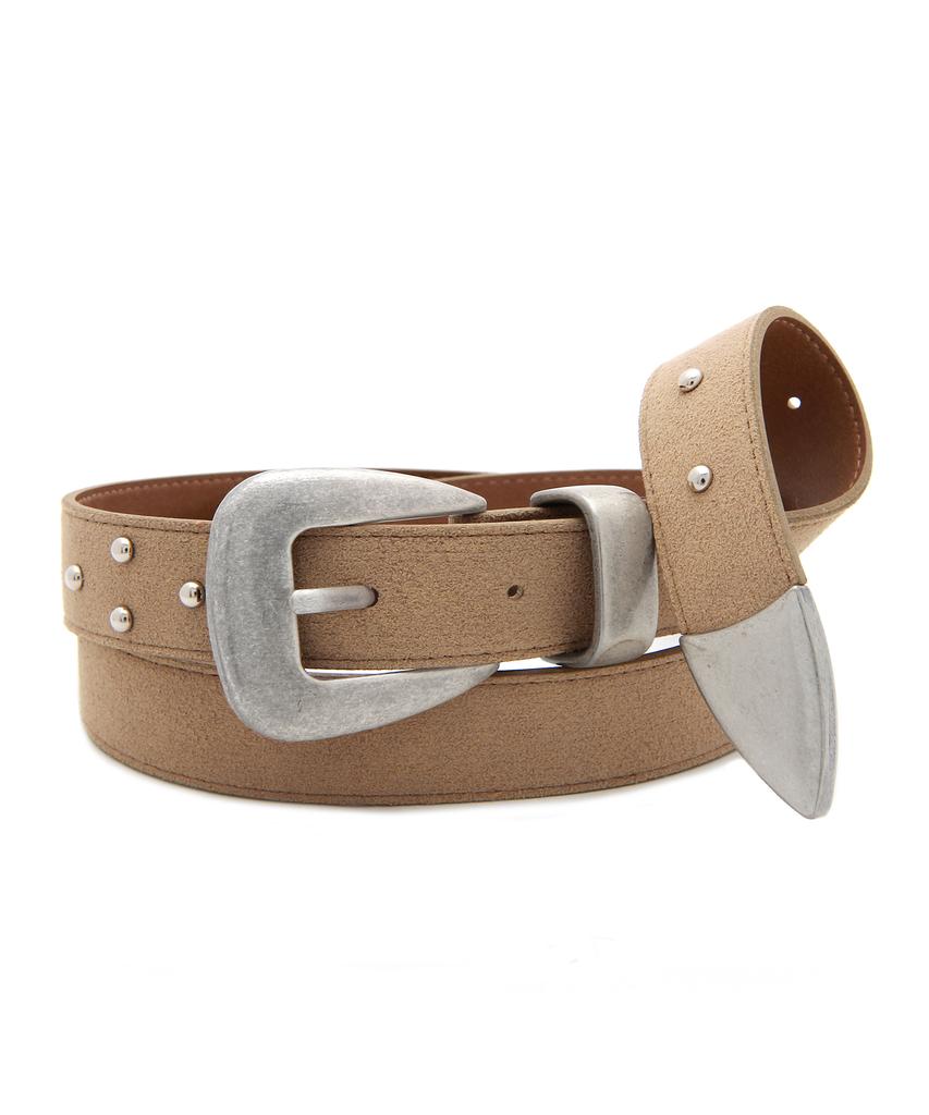 Egseupieo Vintage Suede Western Belt Sand Beige