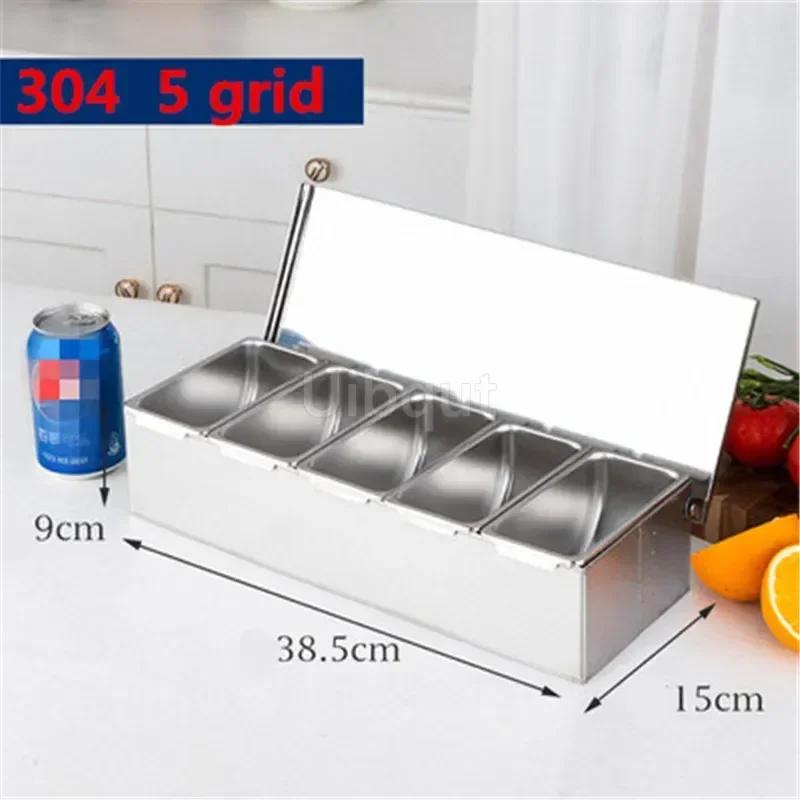 6 Compartment Seasoning Case Bar Condiment Box Holder Bar Drinks Fruit Garnish Cocktail Lime Lemo Snack Container Storage Box