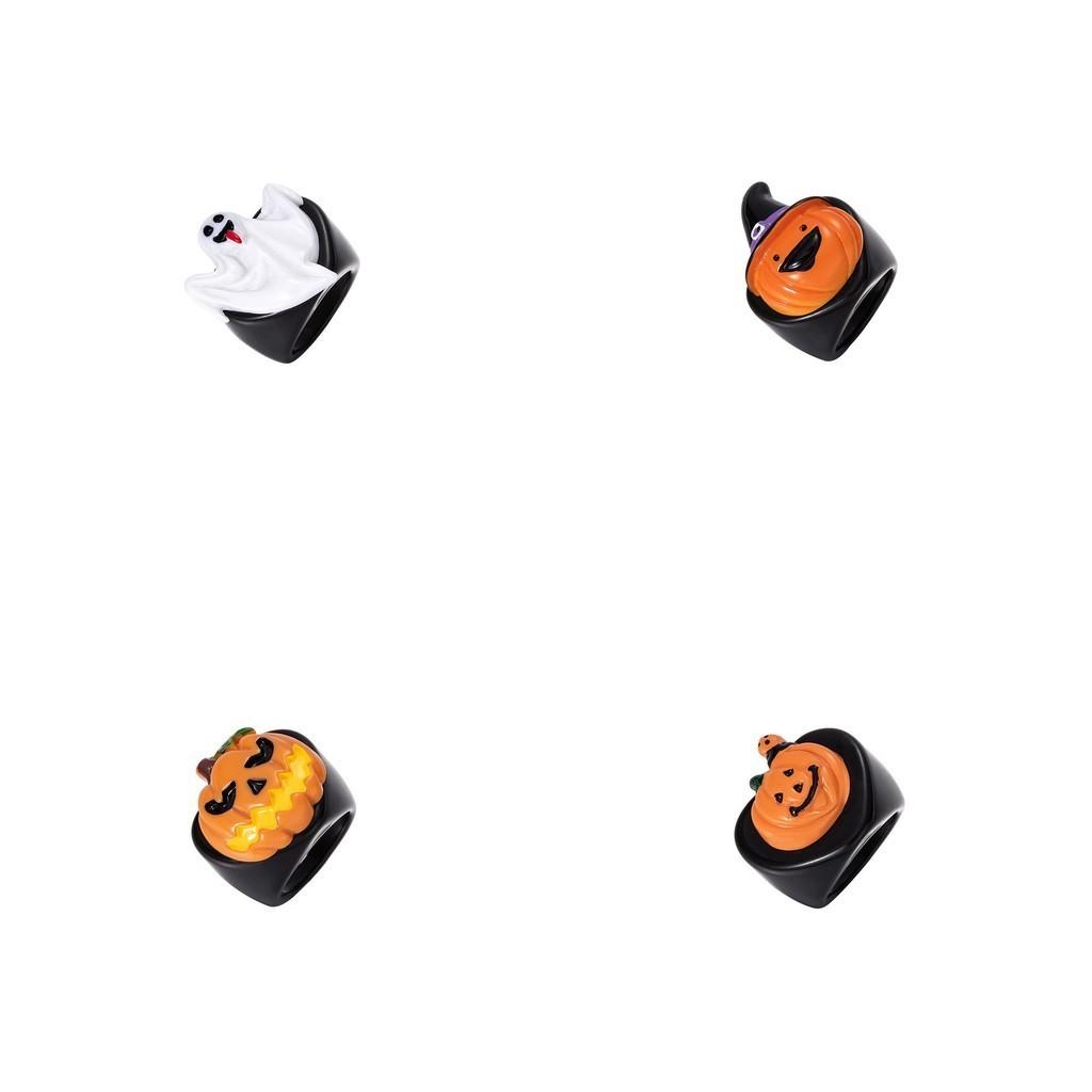 Halloween Devil Pumpkin Ring Trendy And Simple Resin Jewelry Perfect For Gifting