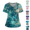 Women's Fashion V-Neck Short Sleeve Overalls With Pockets  Print Tops  Clothes