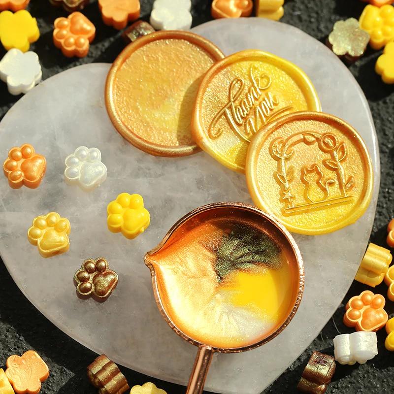 150pcs Original Cat Paw Seal Wax Grains Mixed Color Pearlescent Wax DIY Manual Account Greeting Card Envelope Decoration