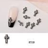 10Pcs-Cross Series 3D Nail Art Charms,Metal Punk-Chrome Hearts Nail Art Jewels Decals for Fingernail Toenail Decorations