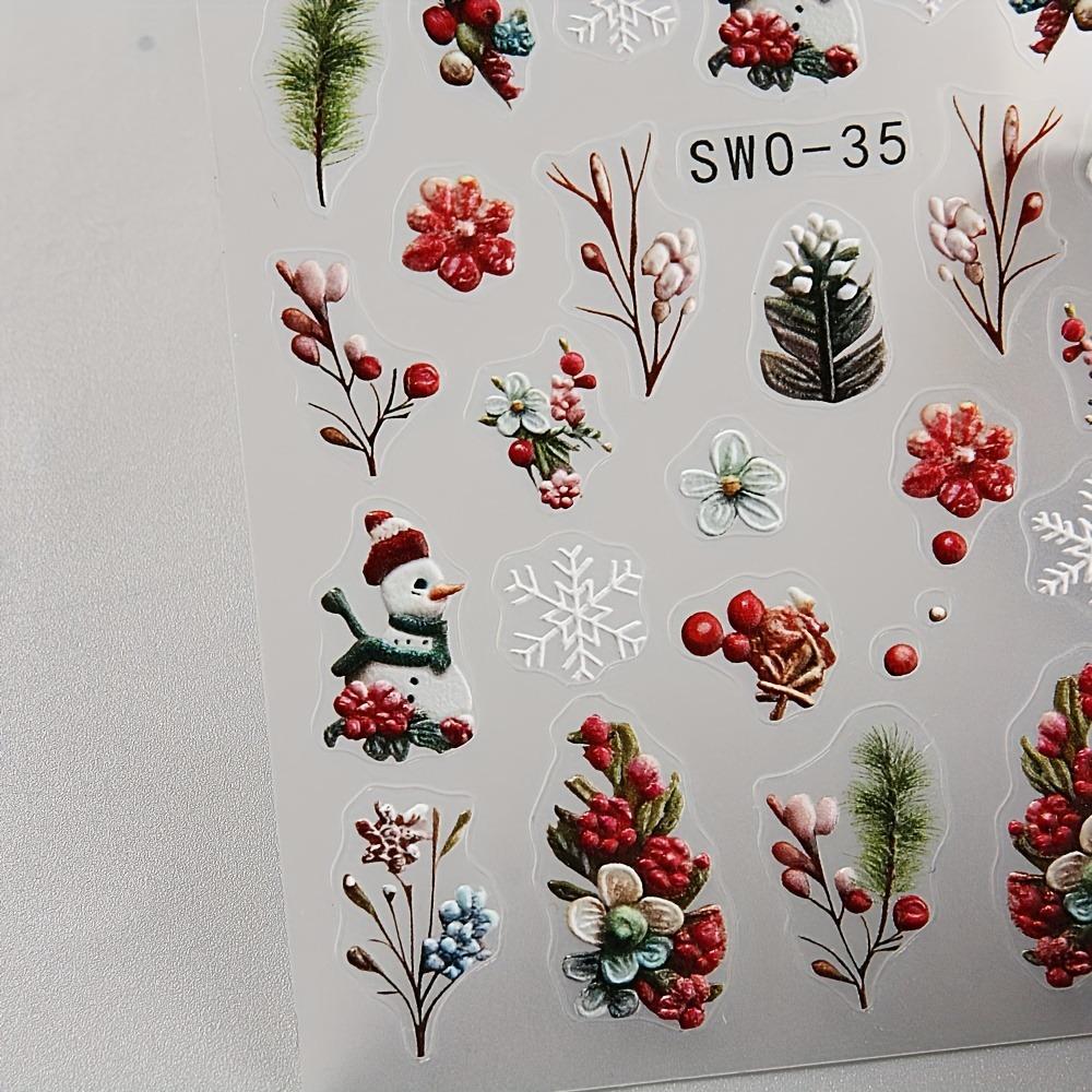 Weihnachtliche Nagelsticker – Schneeflocken- und Schneemannmuster, selbstklebend, mattes Finish, festliche Nageldekorationen zum einfachen Anbringen!