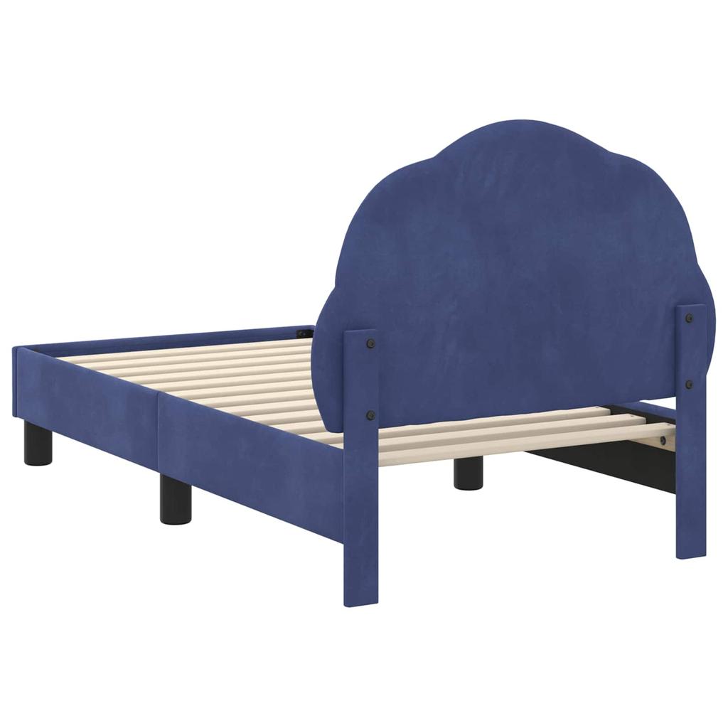 Kids Bed Frame with Headboard Police Blue 70 X 140 Cm Velvet