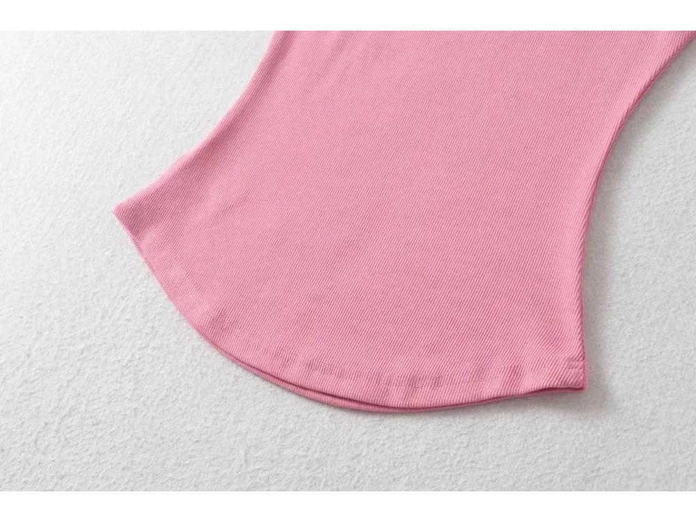 2025 Summer Women's Sleeveless Half-High Neck Fitted Vest with Curved Hem