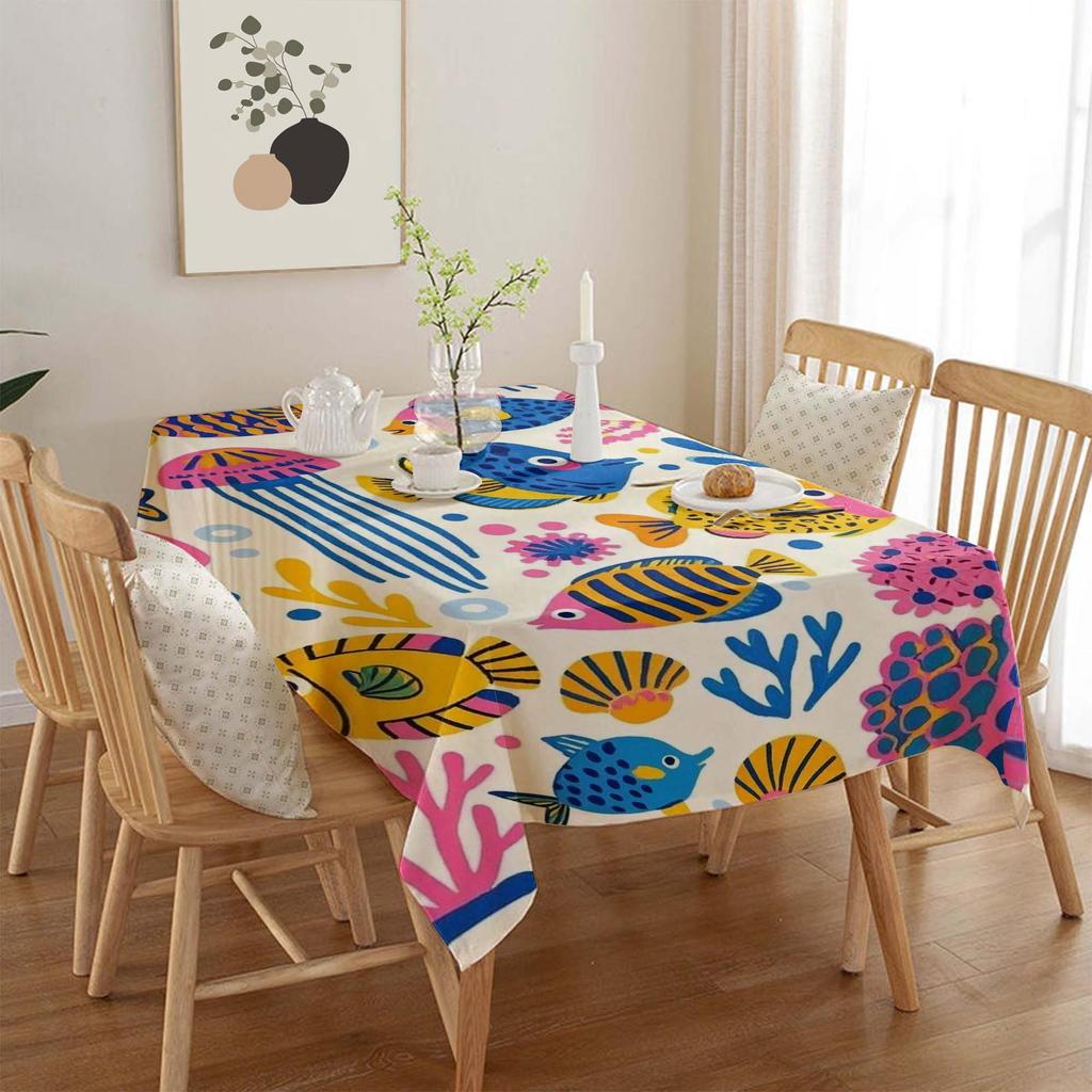 Ocean Series Polyester Tablecloth: European Style Dining & Festival Decor for Home and Hotel.