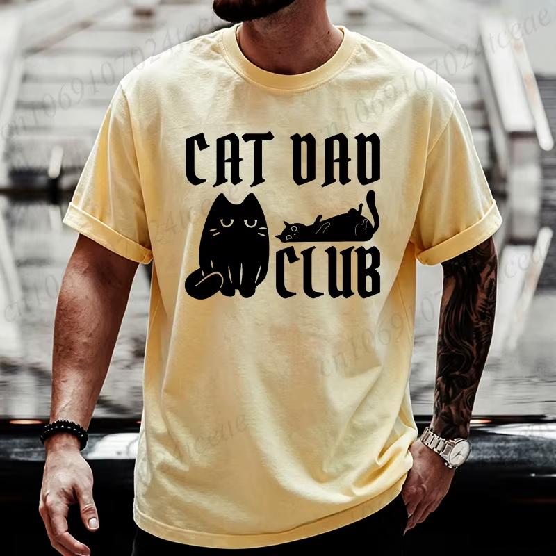 Summer Unisex Tshirt Funny Goth Cat Dad Club Print Tees Oneck Unisex Short Sleeve Casual For Male Tshirt Tops Black Cat Lover Gift