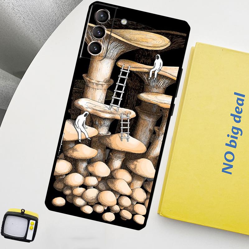 Weird Trippy Mushroom Phone Case For Samsung Galaxy S24 Ultra S20 S21 S22 S23 Plus S9 S10 S24 FE S25 Ultra Cover