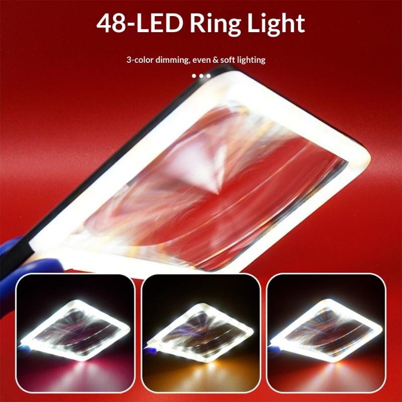 Lighted Magnifier with 3 Mode Lighting System Large Viewing Area Ideal for Elderly Reading Books and Low Visibilities