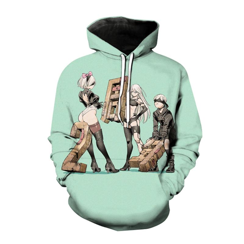 Nier Automata Hoodies Anime Game 3D Print Sweatshirt Men Women Fashion Oversized Hoodie Harajuku Pullover Coat