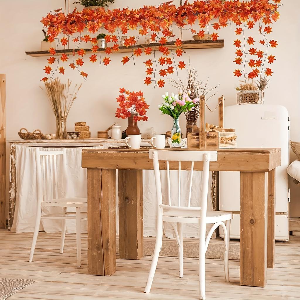A Single Pack of Autumn Leaf Wreath, Hanging Vine Wreath Made of Artificial Fall Maple Leaves, Perfect for Thanksgiving Decorations for Home, Weddings