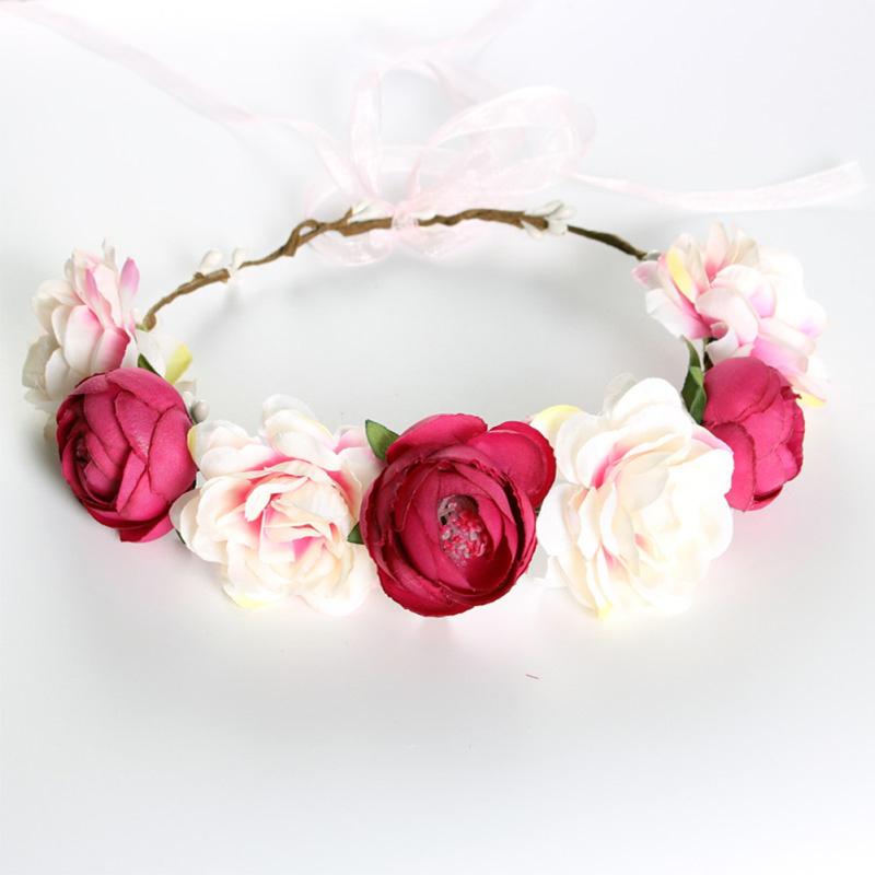 Simulate Flower Garland Headband Floral Head Wreath Wedding Party Headwear Photo Prop