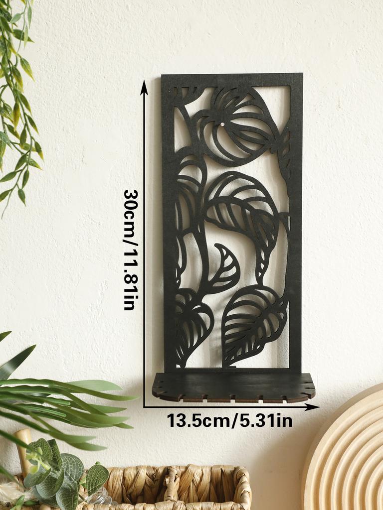 Black Gothic Wooden Shelf Hollow Vintage Fence shape Wall Hanging Decor Floating Shelves Crystal Holder Room Decor Wall Decor