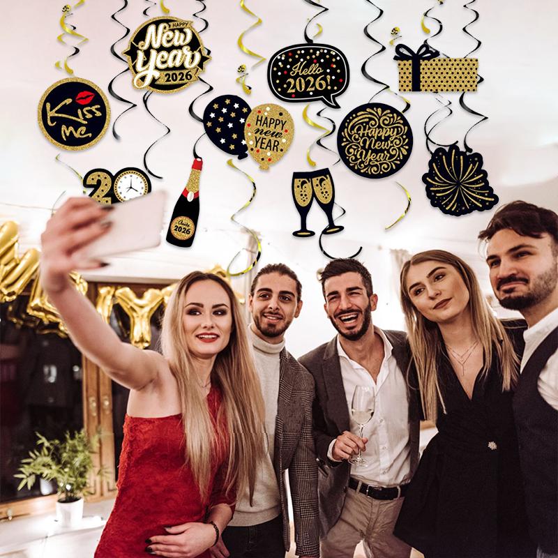 10pcs/pack New Year Bright Colors Party Exquisite Patterns Durable New Year's Day Elements Plastic Spirals Atmosphere