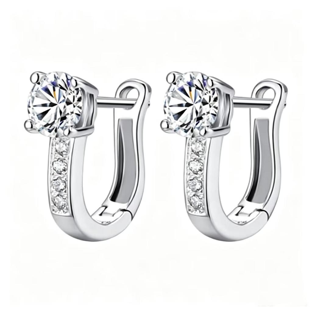 Elegant Rhinestone U-Shaped Earrings for Women - New Fashion Geometric Ear Studs