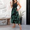 Women's Floral Print High Waist Fashionable And Elegant Sleeveless Dress