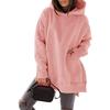 Long Sleeve Hooded Padded Women's Sweatshirt Solid Color Pocket Loose Hooded Sweatshirt Plus Size Women