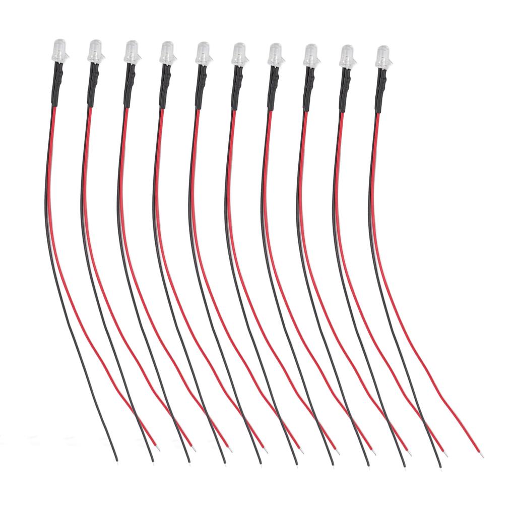 10pcs Lights Emitting Diodes 5mm Prewired Electronic LED Light Diodes for Decoration 5‑12V