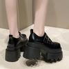 Fashion 10CM Women Leather Pumps Platform Sneakers Spring Ladies Wedge Heels Chunky Shoes Woman Lace-Up Thick Sole Casual Walking Shoes