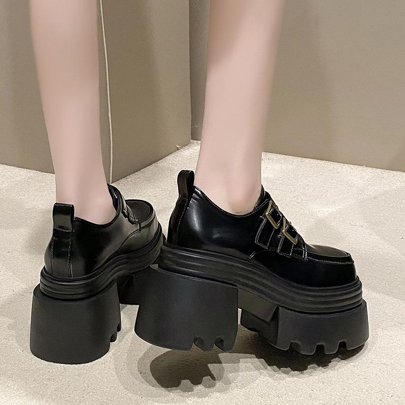 Modă 10CM Pantofi cu toc din piele pentru femei, adidași cu platformă, primăvară, tocuri pană pentru doamne, pantofi groși, damă, cu șireturi, talpă groasă, pantofi casual de mers