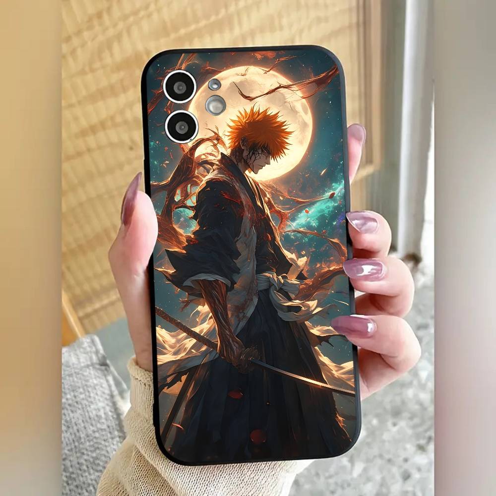Anime B-Bleach Phone Case Cool Black Silicone Soft For IPhone 16 15 14 13 12 11 X XR Plus Pro Max Plus