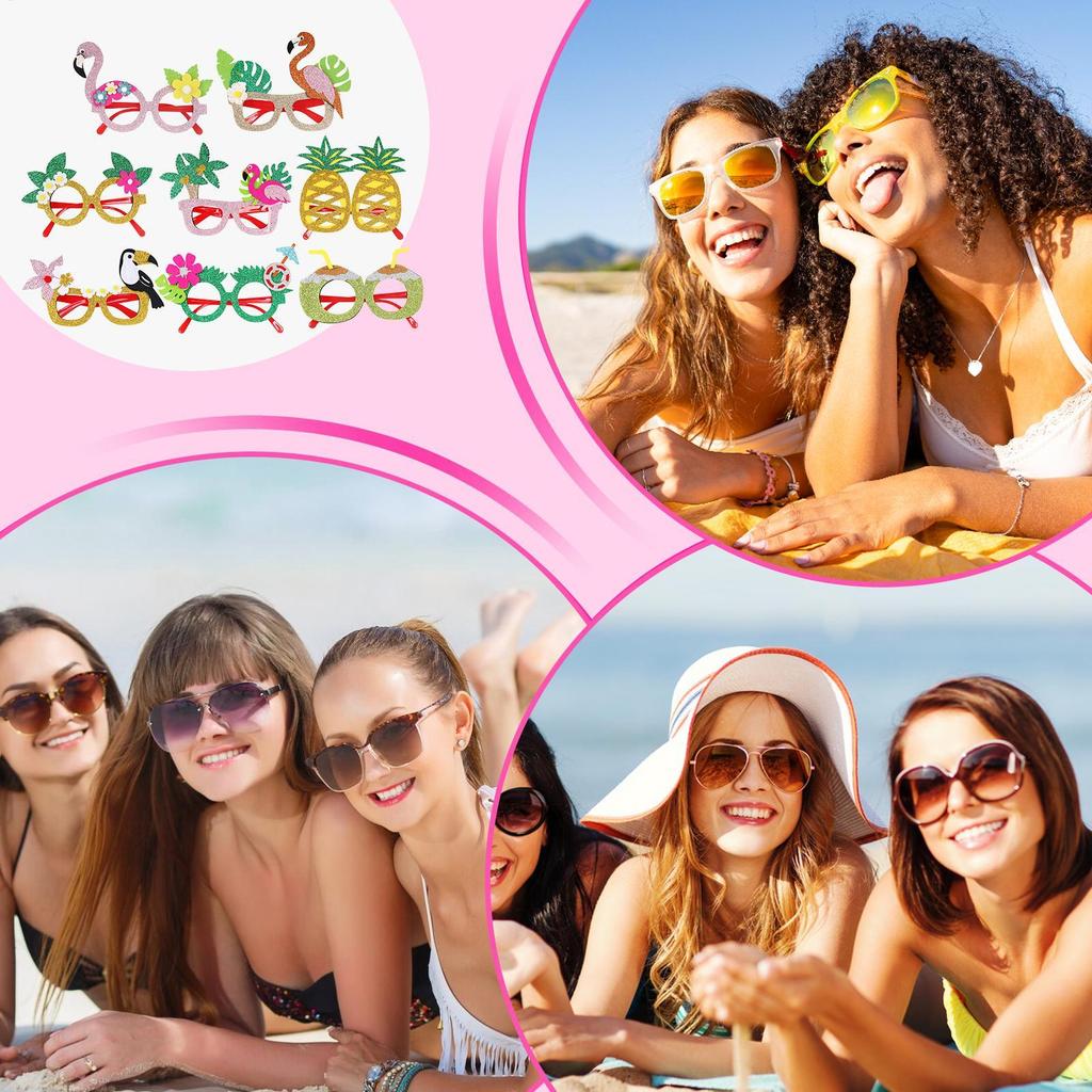 Hawaiian Party Glasses 8 Pieces Dress Up Sunglasses Beach Party Eyeglasses For Themed Events Vacation Bars Summer Camp Barbecue