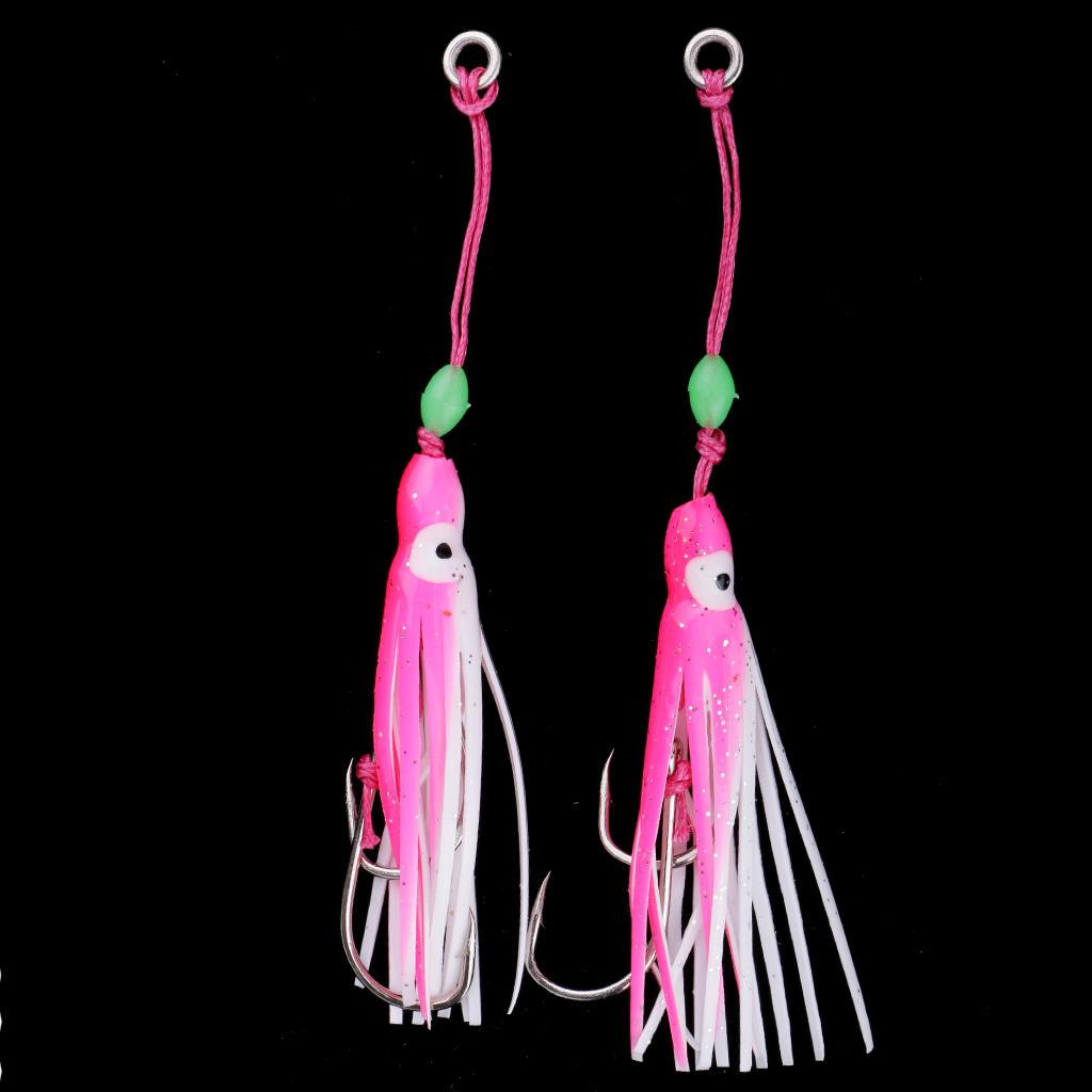 Soft Fishing Lures Squid Skirts Lure Trolling Hoochies With 2 Hook - Pink 6cm
