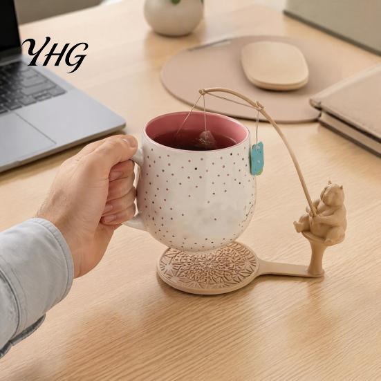 Animal Shaped Coaster Fishing Tea Bag Holder, 3D Printed Heat-Resistant Coaster, Accessory for Hamster Cup and Coffee Mug, Gift Lovers & Enthusiasts