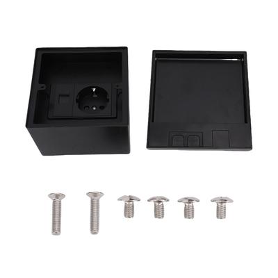 Eingebaute Flache Steckdose mit 2-poligem Ausgang und Netzwerkkabelanschluss Bodeneinbau-Steckdosenbox-Set Schwarz