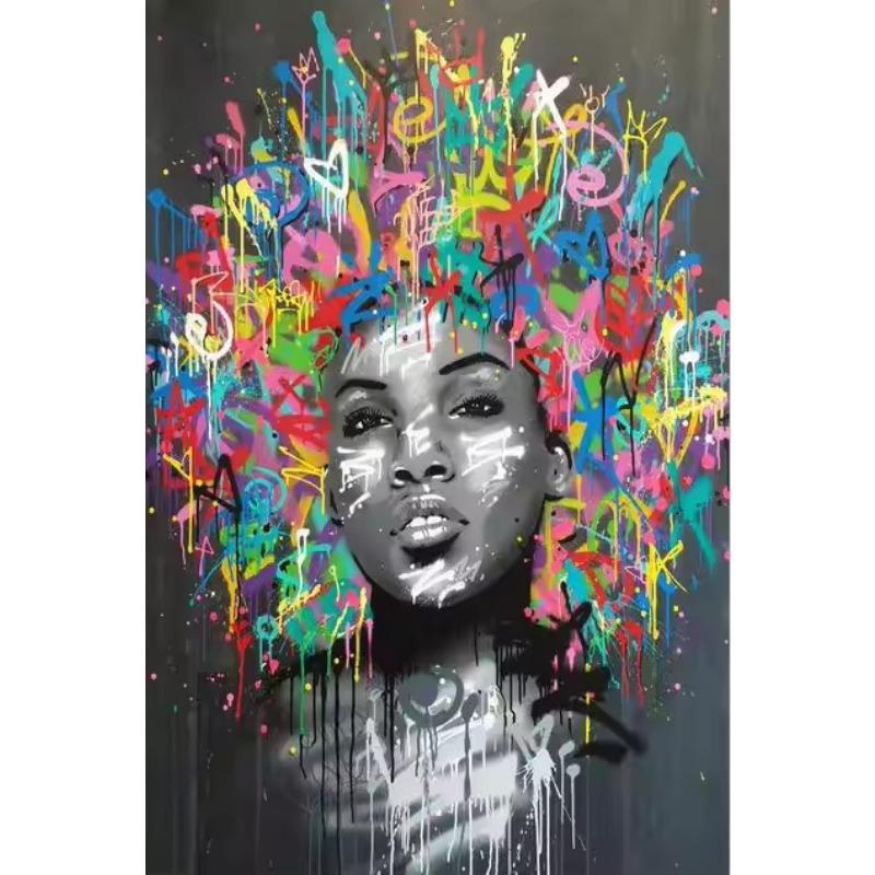Abstract African Masked Girl Canvas Paintings Graffiti Wall Art Woman Portrait Posters and Prints Street Art Pictures Home Decor