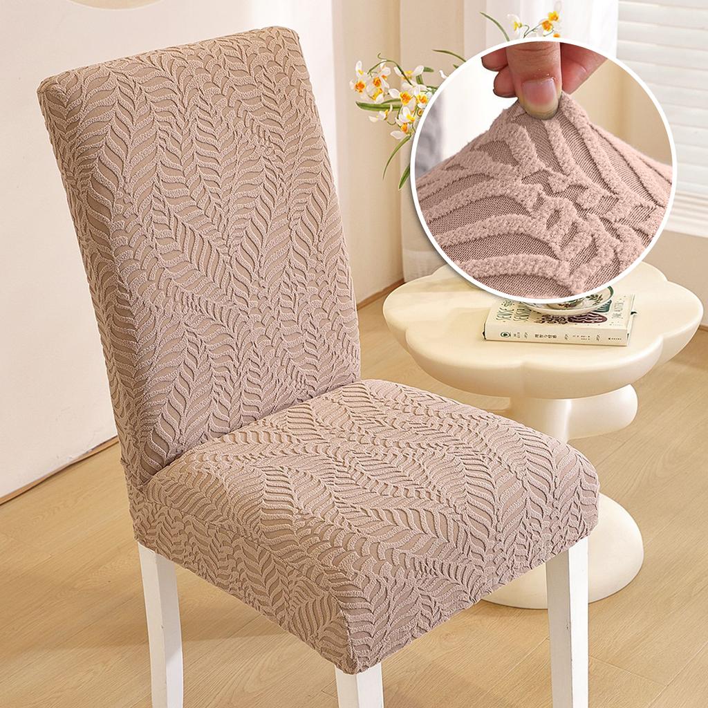 high quality Leaf Jacquard Chair Covers Washable Stretch universal Solid Color Seat Covers for Dining Room Hotel Banquet 1/2/4/6