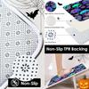 Halloween Skull Flower Shower Curtain Sets With Rugs Purple Neon Funny Horror Bathroom Set With Non-Slip Rug,Toilet Lid Cover,
