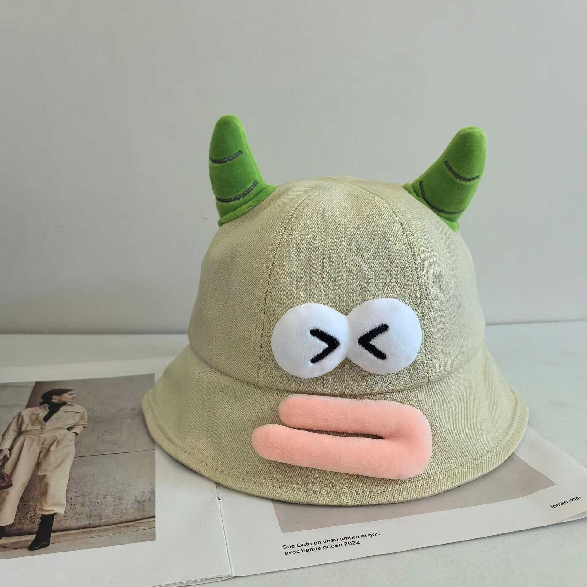 

Новая симпатичная роговая широкополая шляпа-зонтик для женщин, модная мультяшная забавная шляпа, осенняя уличная шляпа для защиты от рыбаков M（56-58cm）