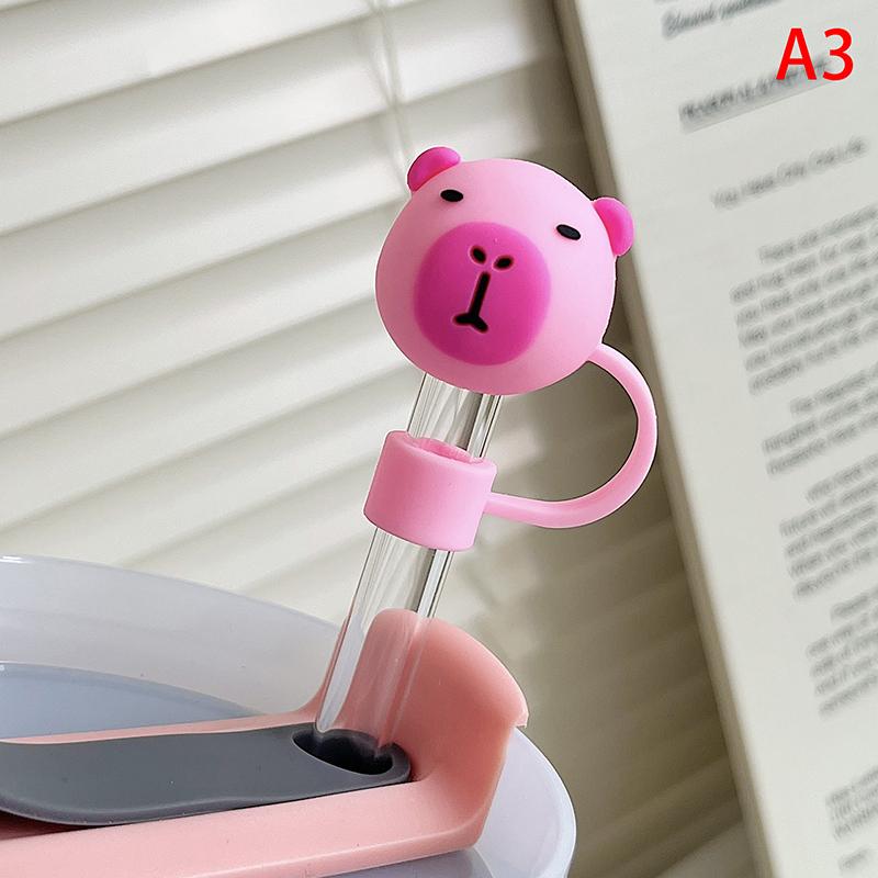10mm Cartoon Capybara Silicone Straw Tips Drinking Dust Cap Splash Proof Plugs Cover Creative Cup Accessories Straw Sealing Tool