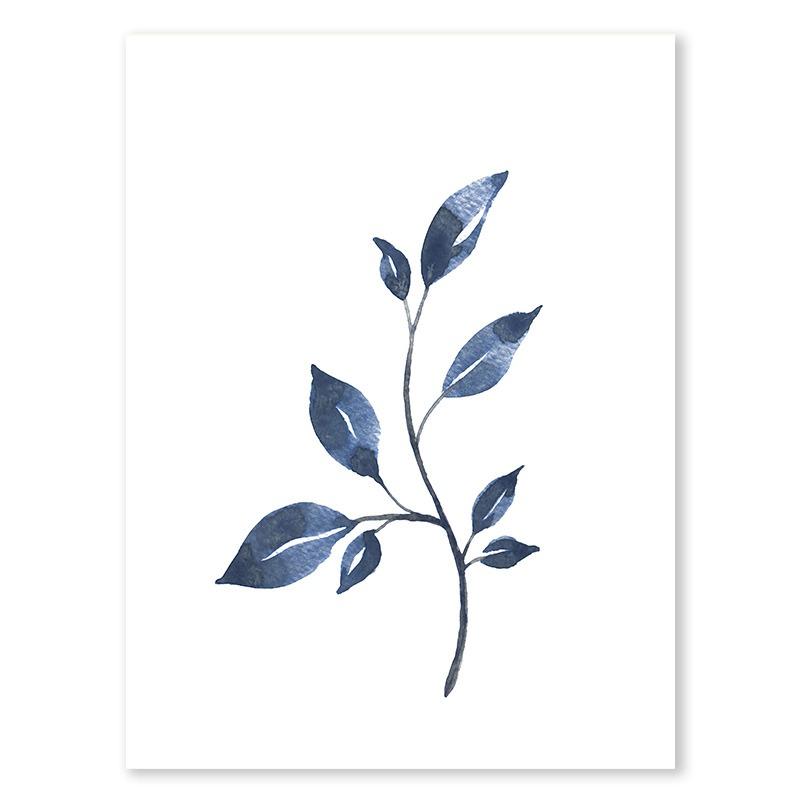 Indigo Blue Botanical Posters Navy Branches Plant Leaves Wall Art Canvas Painting Nordic Living Room Interior Home Decor Mural