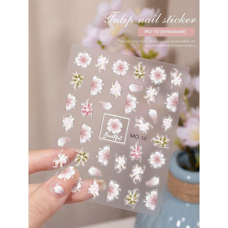 

Tulip Relief Camellia Decorations Nail Stickers Embossed stickers MO-10