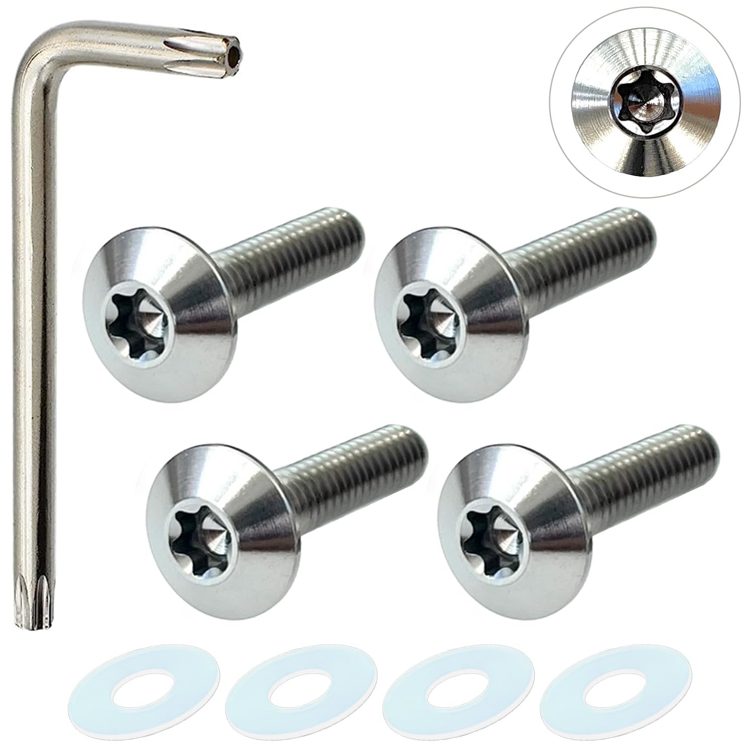 

RENPA Titanium Alloy License Plate Bolt Smart Design Vehicle Inspection Compatible (Silver Bolt Length 1.0 inches (25 mm) Bolt length 25mm серебряный