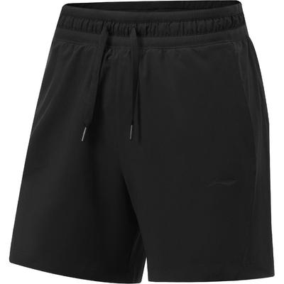Li Ning Fitness Series Solid Color Loose Casual Breathable Comfortable Sports Shorts Women Shorts Black AKSU024-1