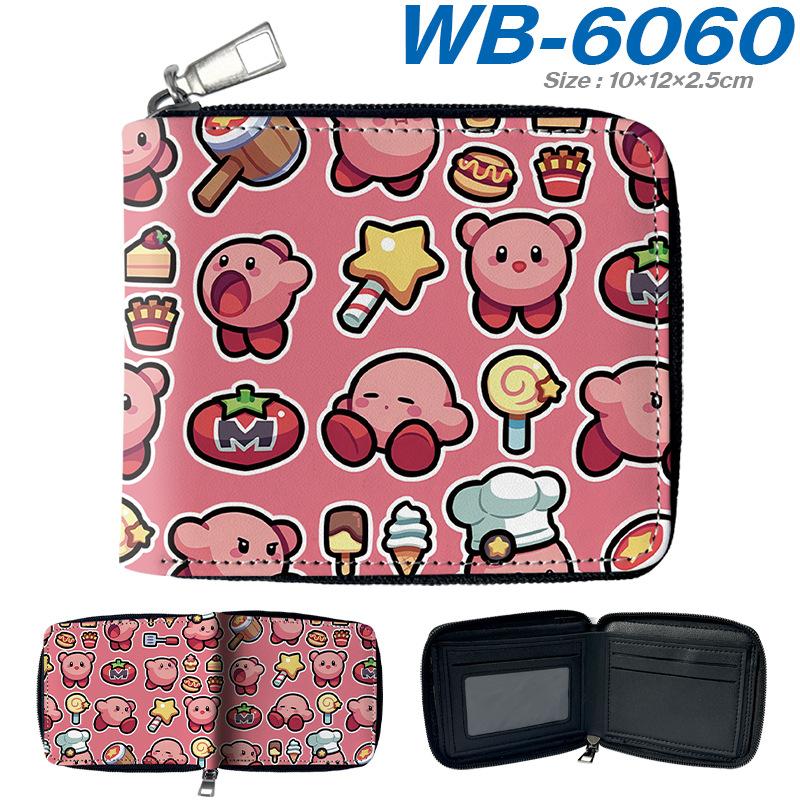Kirby Short Wallet PU Leather Full Color Cartoon Pattern Zip Coin Purse Pink 1pcs