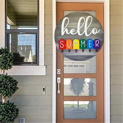 Wood Seasonal Interchangeable Door Sign for Front Door, Holiday Home Hanging Farmhouse