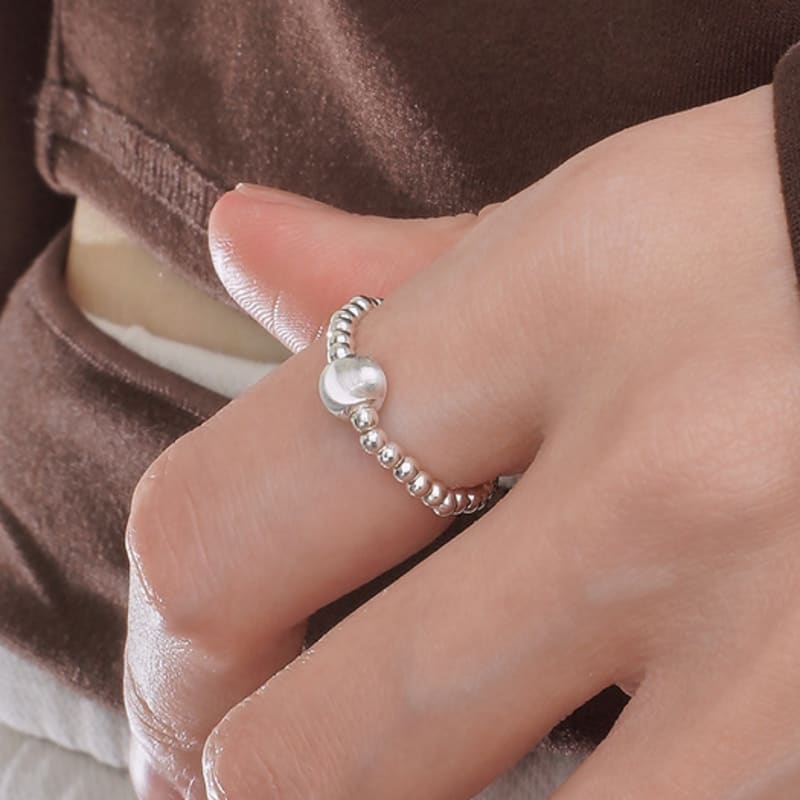 POSTLUDE [SILVER] CUT BALL BEADS RING