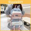 Fashionable Color Blocked Letter Print Student Casual Backpack For Middle School Students