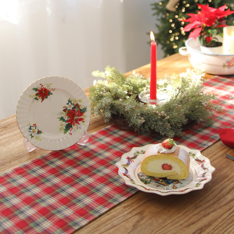 Classic Red Check Table Runner for 2, 130cm 130cm (for 2 people)